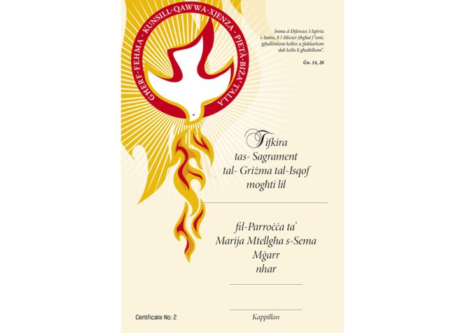 Certificates for Sacraments malta, Best Print Co Ltd. malta